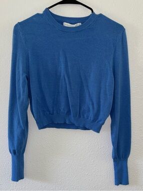 Altar'd State Blue Long Sleeve Cropped Knit Top